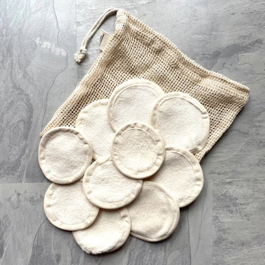 Organic Cotton Make-up Rounds x10 with Mesh Bag